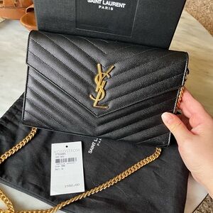 YSL Classic Cassandra Chain Wallet leather bag